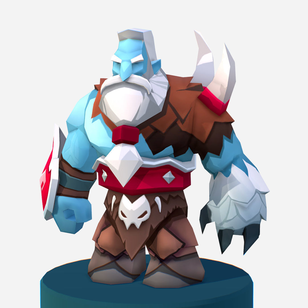  Nord Viking Handpaint Cartoon MMO rpg Character Low-poly 3D model_11