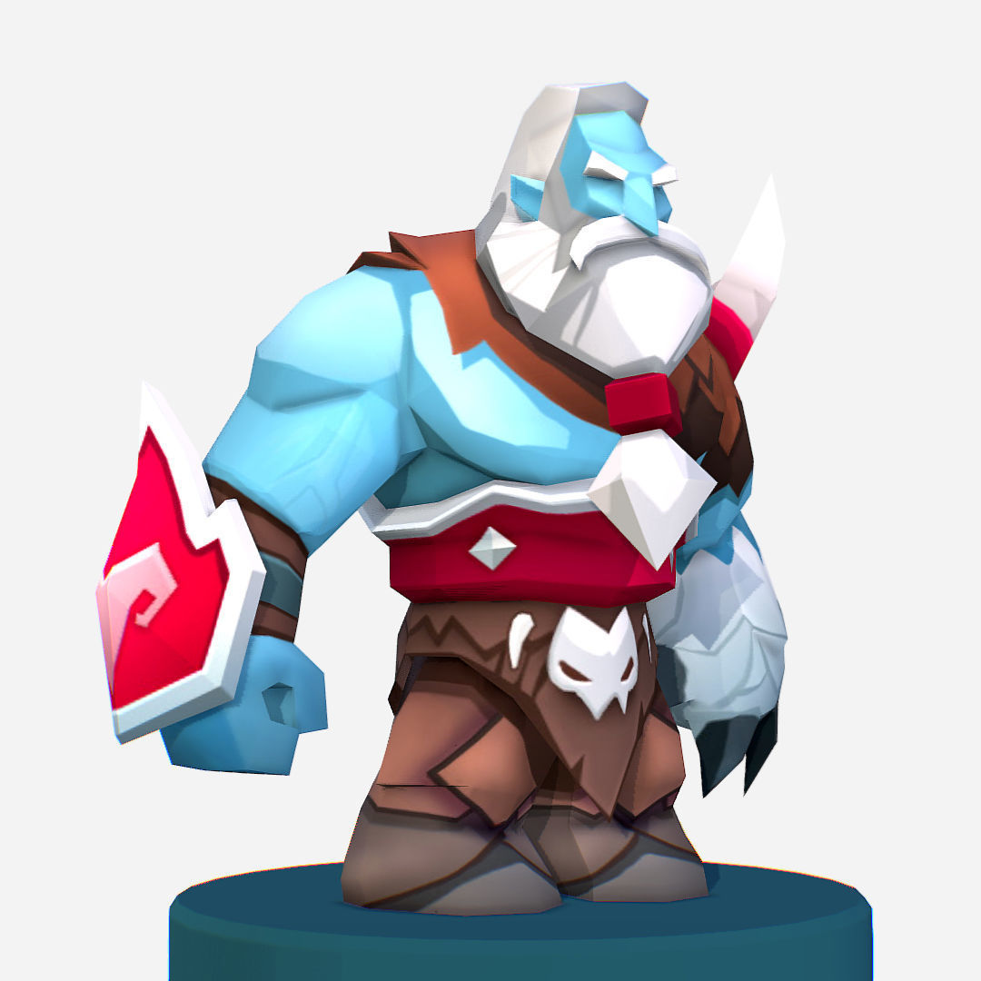 Nord Viking Handpaint Cartoon MMO rpg Character Low-poly 3D model_2