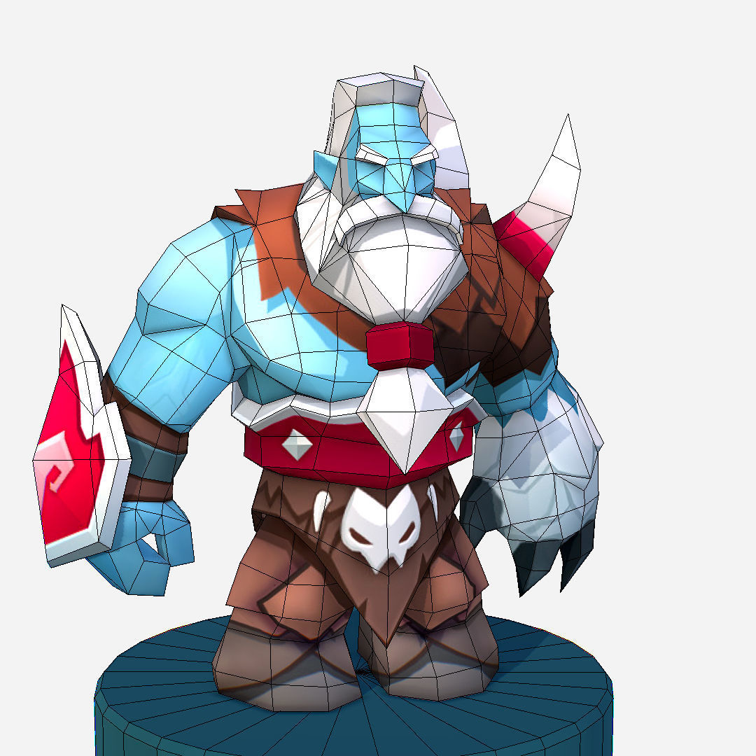  Nord Viking Handpaint Cartoon MMO rpg Character Low-poly 3D model_19