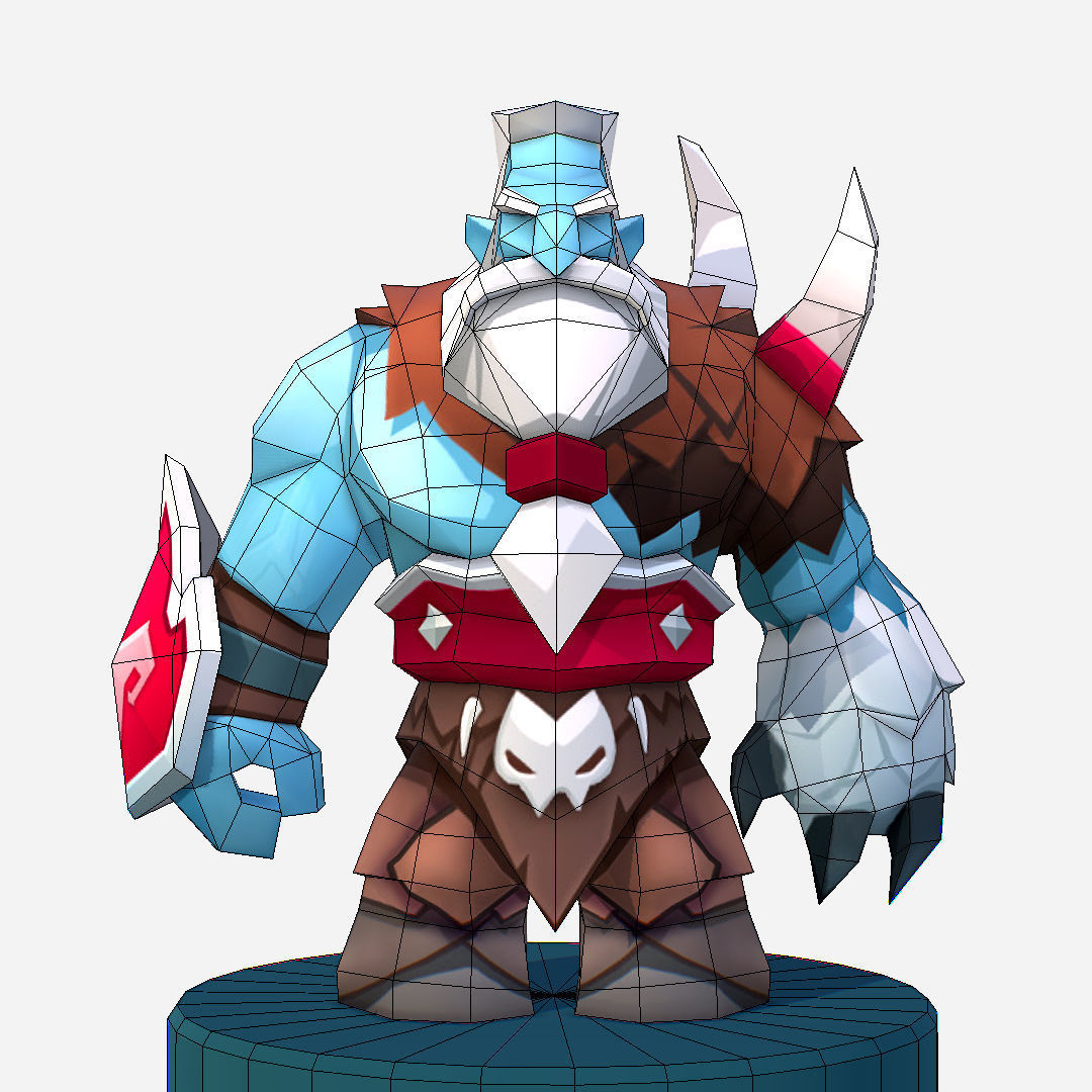 Nord Viking Handpaint Cartoon MMO rpg Character Low-poly 3D model_24