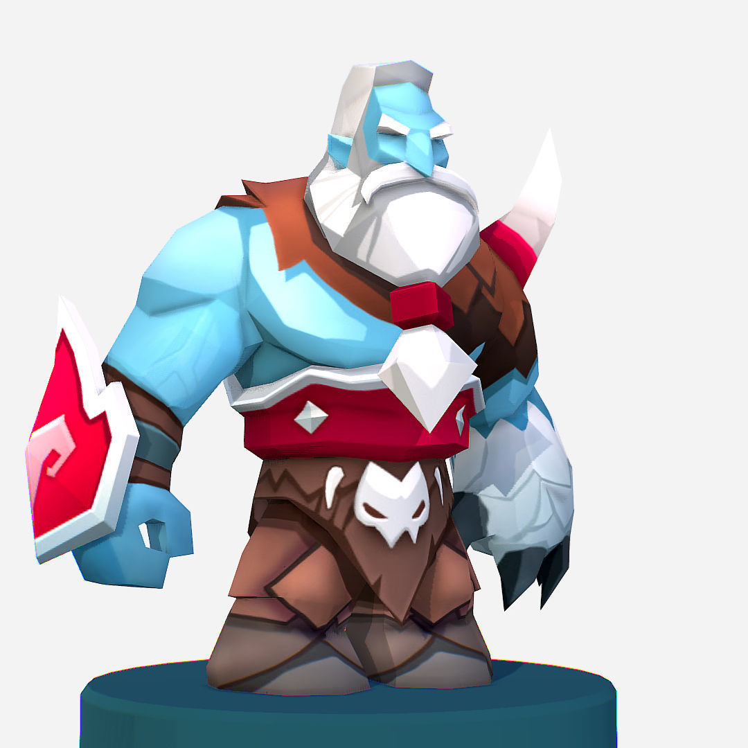  Nord Viking Handpaint Cartoon MMO rpg Character Low-poly 3D model_12