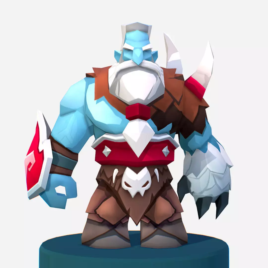  Nord Viking Handpaint Cartoon MMO rpg Character Low-poly 3D model_0