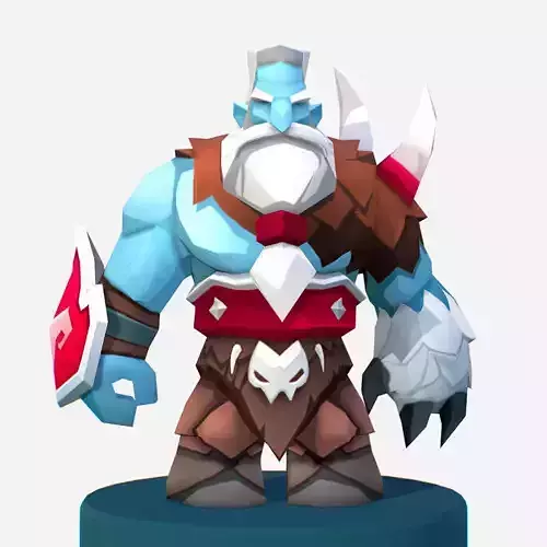 Handpaint Cartoon Nord Viking MMO rpg Character Low-poly 3D model