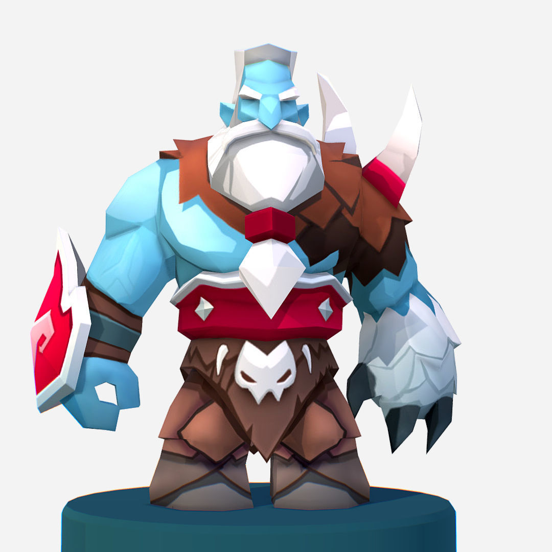  Nord Viking Handpaint Cartoon MMO rpg Character Low-poly 3D model_13