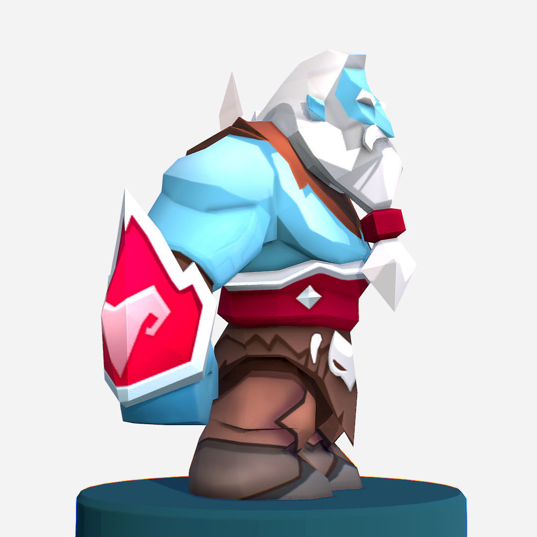  Nord Viking Handpaint Cartoon MMO rpg Character Low-poly 3D model_3