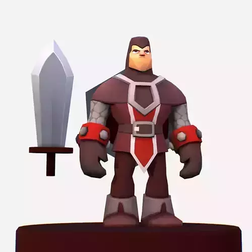 Handpaint Cartoon Knight MMO Character Low-poly 3D model