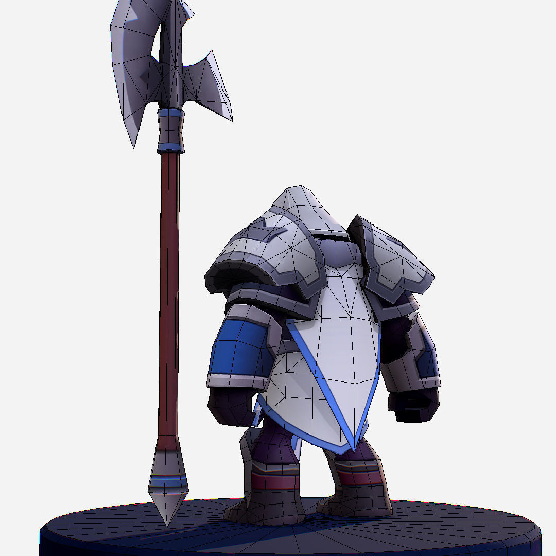 Armored Dark Spearman Handpaint Cartoon Low-poly 3D model_19
