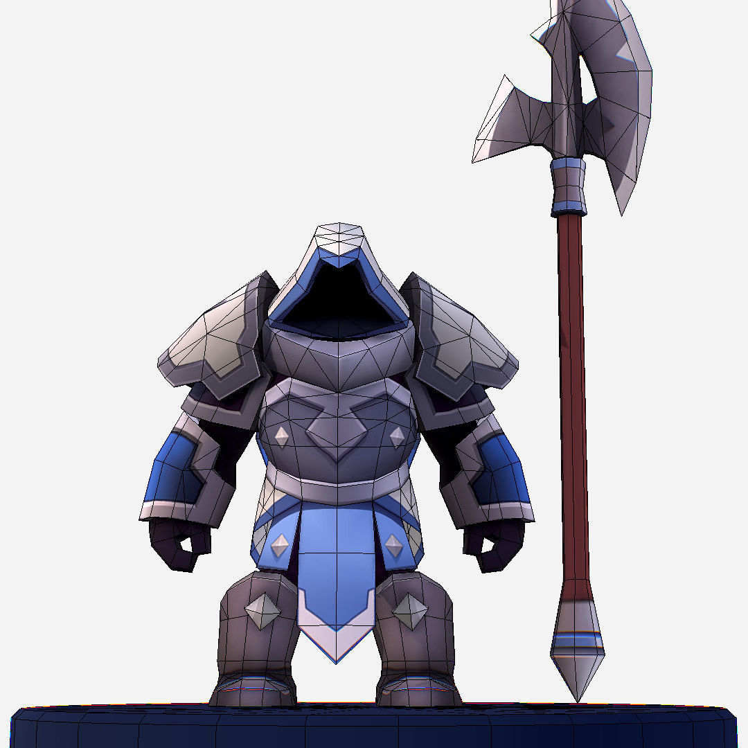 Armored Dark Spearman Handpaint Cartoon Low-poly 3D model_14