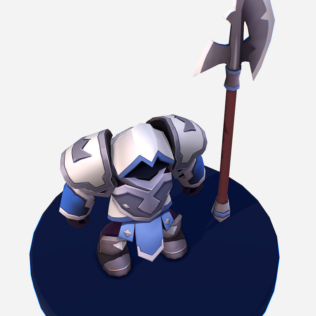 Armored Dark Spearman Handpaint Cartoon Low-poly 3D model_9