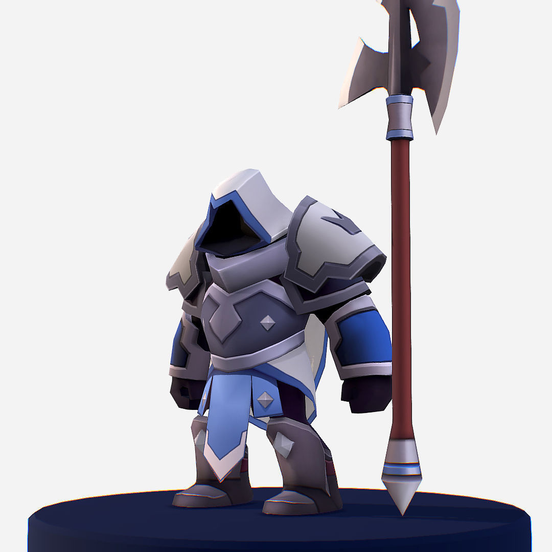 Armored Dark Spearman Handpaint Cartoon Low-poly 3D model_7