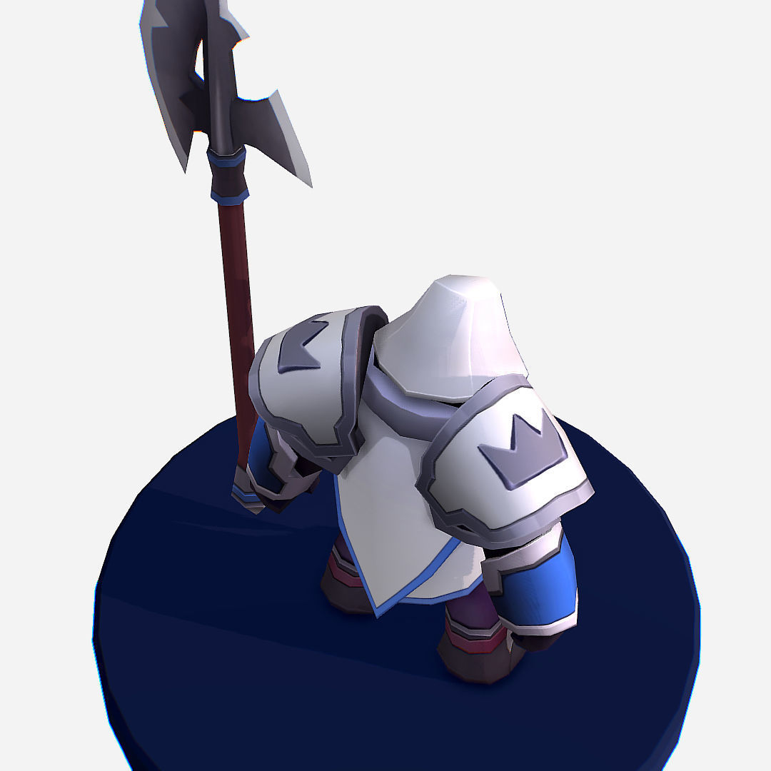 Armored Dark Spearman Handpaint Cartoon Low-poly 3D model_10