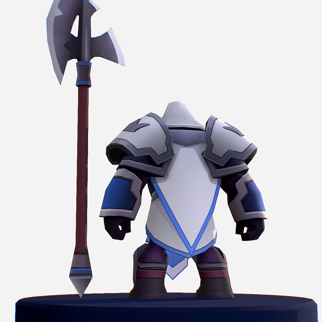 Armored Dark Spearman Handpaint Cartoon Low-poly 3D model_6