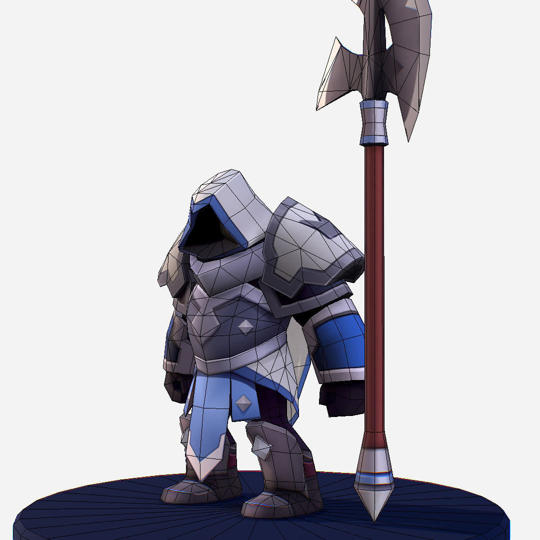 Armored Dark Spearman Handpaint Cartoon Low-poly 3D model_20