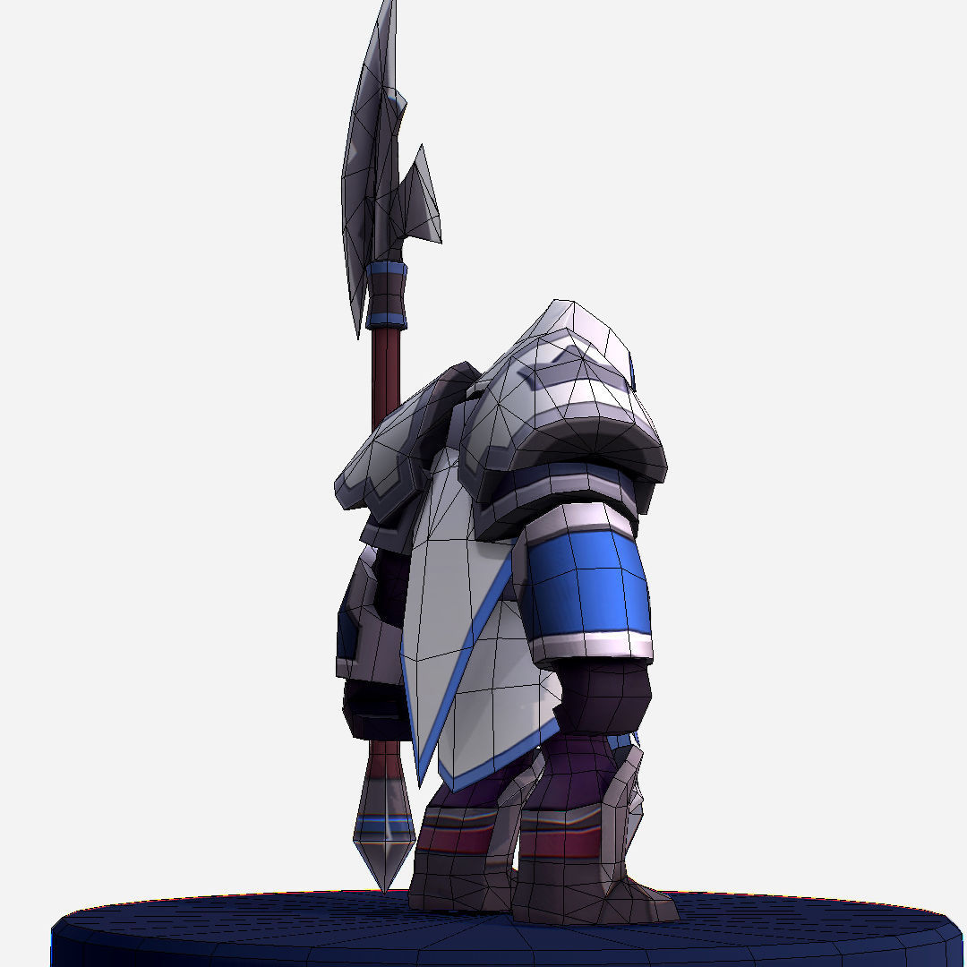 Armored Dark Spearman Handpaint Cartoon Low-poly 3D model_16