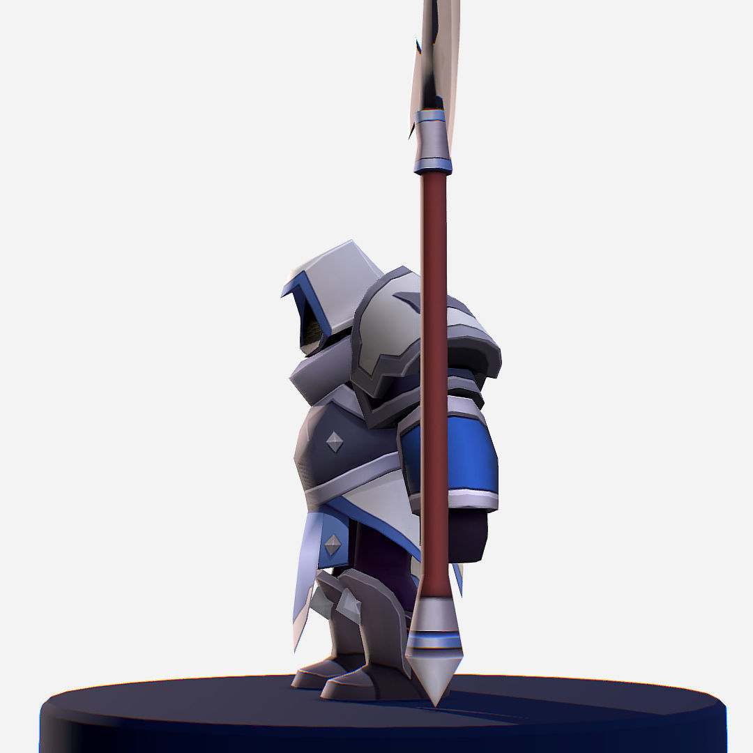 Armored Dark Spearman Handpaint Cartoon Low-poly 3D model_3