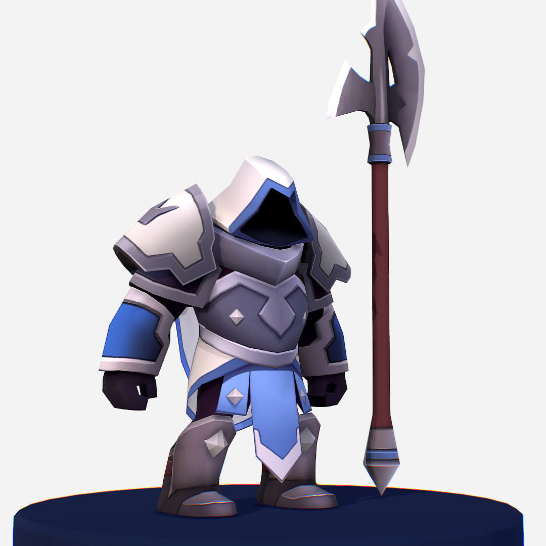 Armored Dark Spearman Handpaint Cartoon Low-poly 3D model_8