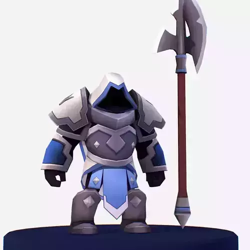 Handpaint Cartoon Armored Dark Spearman Low-poly 3D model