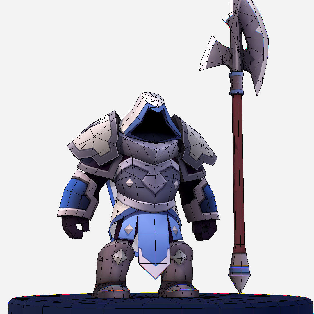 Armored Dark Spearman Handpaint Cartoon Low-poly 3D model_22