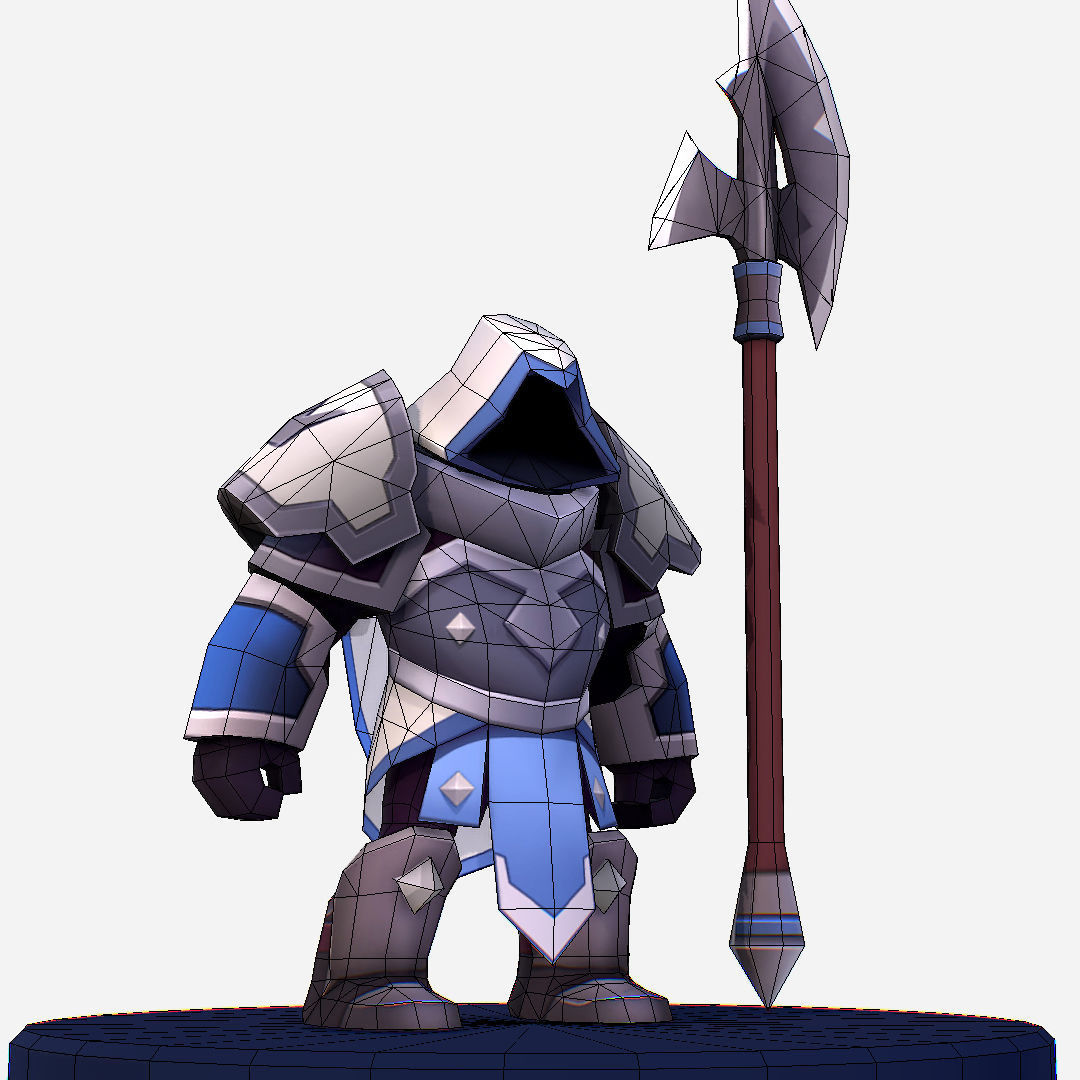 Armored Dark Spearman Handpaint Cartoon Low-poly 3D model_13