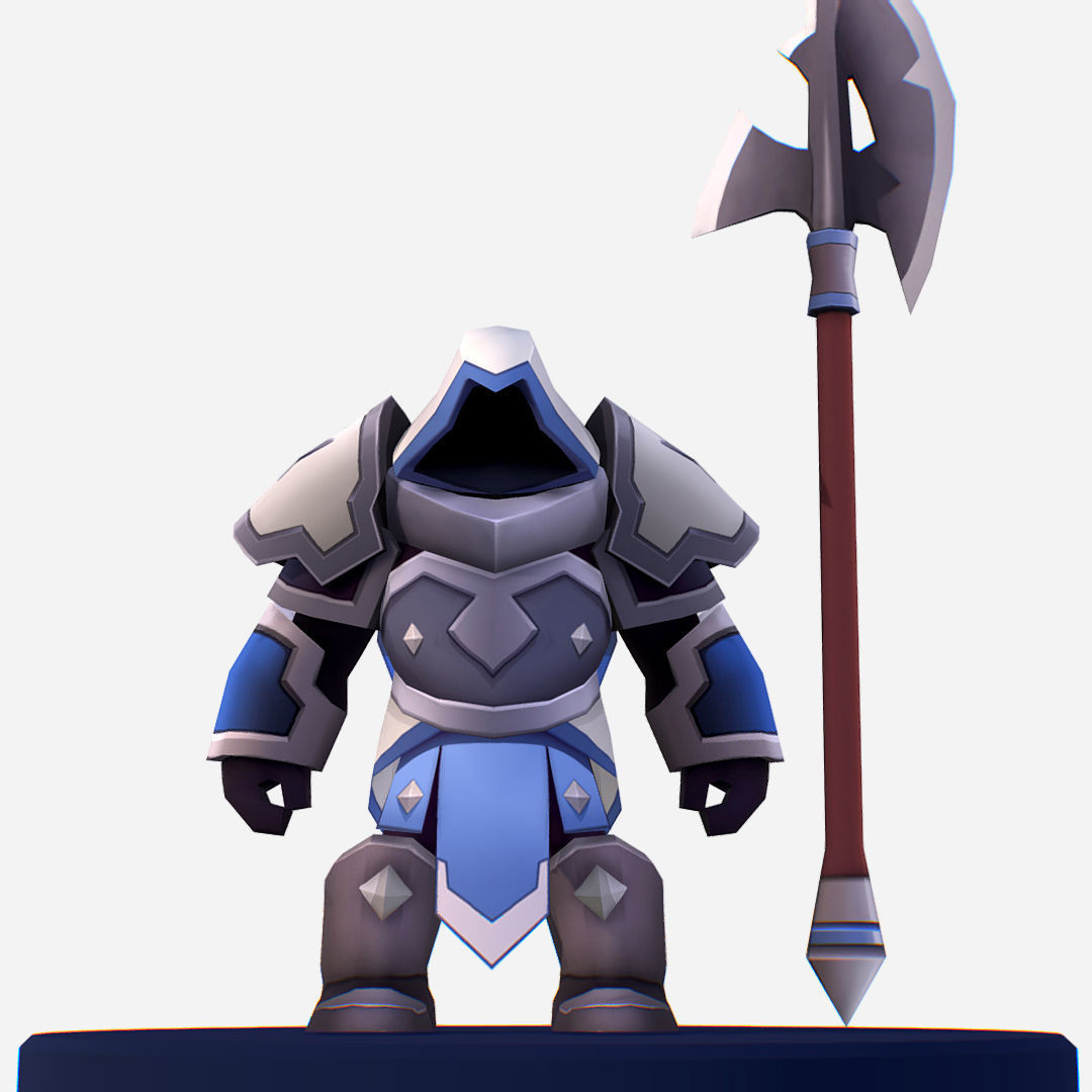 Armored Dark Spearman Handpaint Cartoon Low-poly 3D model_12