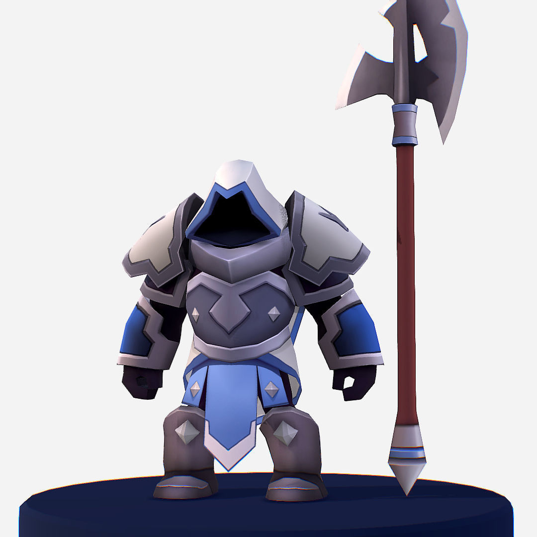 Armored Dark Spearman Handpaint Cartoon Low-poly 3D model_2