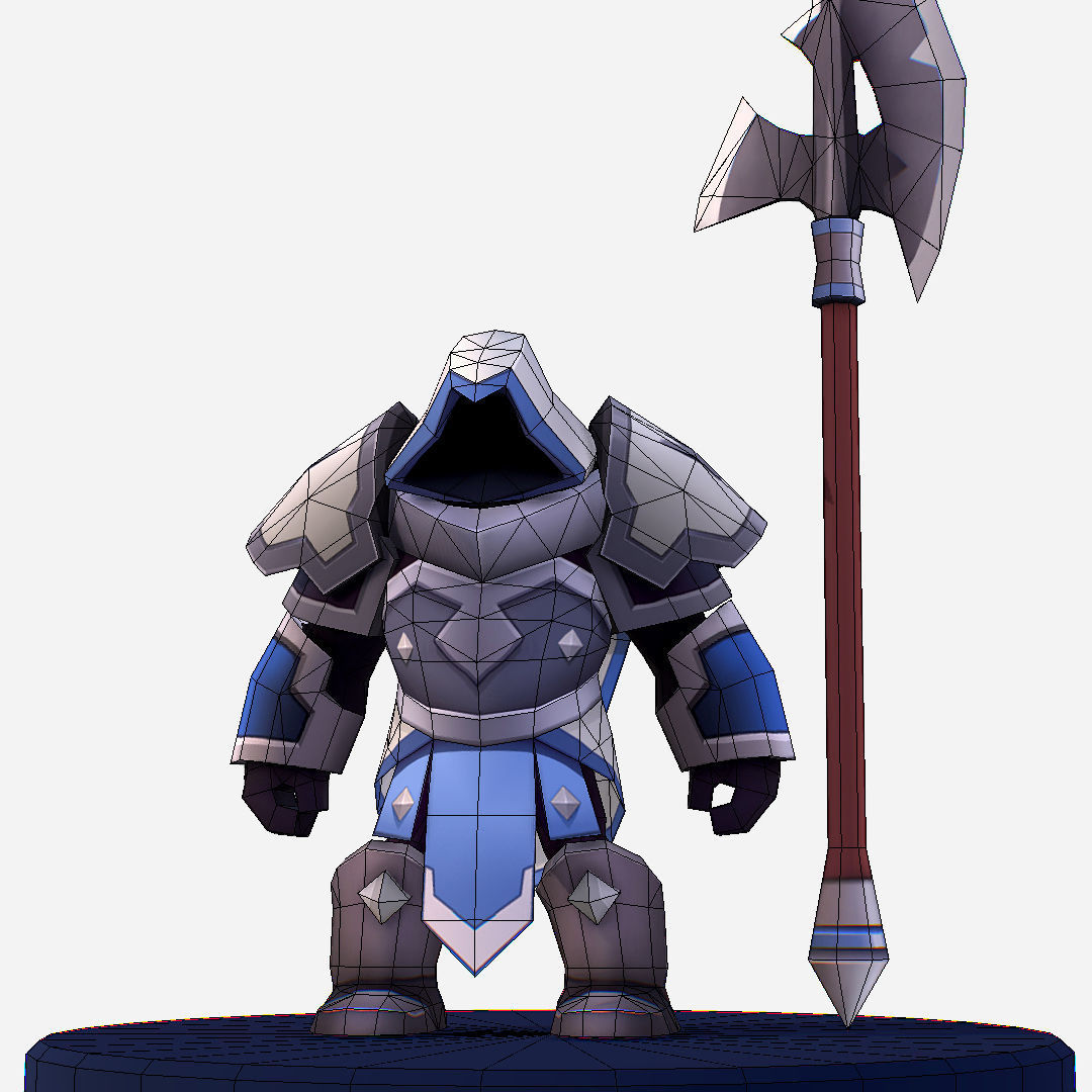 Armored Dark Spearman Handpaint Cartoon Low-poly 3D model_21
