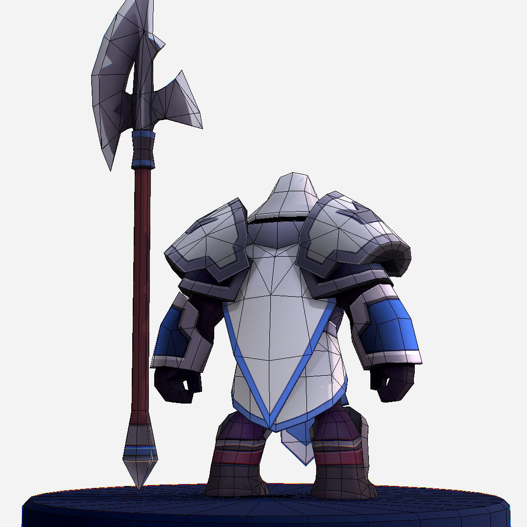 Armored Dark Spearman Handpaint Cartoon Low-poly 3D model_17