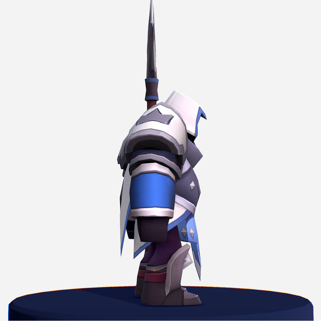 Armored Dark Spearman Handpaint Cartoon Low-poly 3D model_5