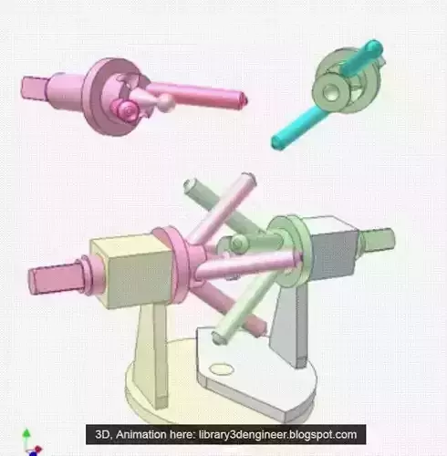 Pin universal joint mechanism Free 3D model
