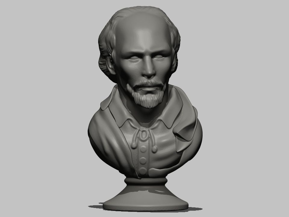 W Shakespeare Bust  3D print model_1