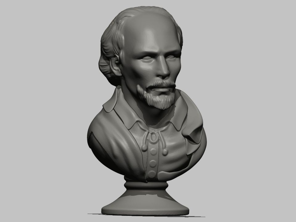 W Shakespeare Bust  3D print model_2
