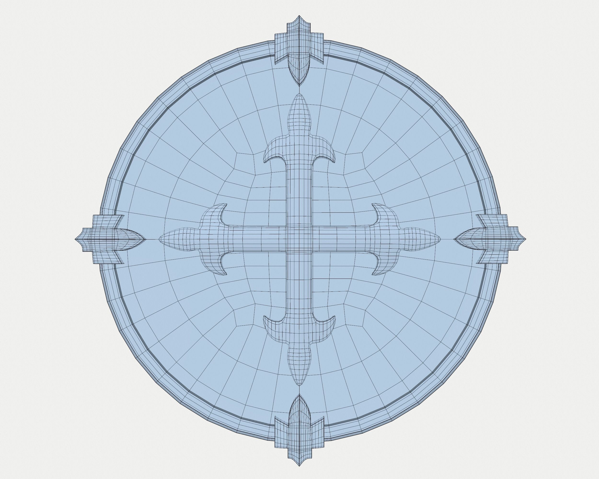 Shield Red Low-poly 3D model_9