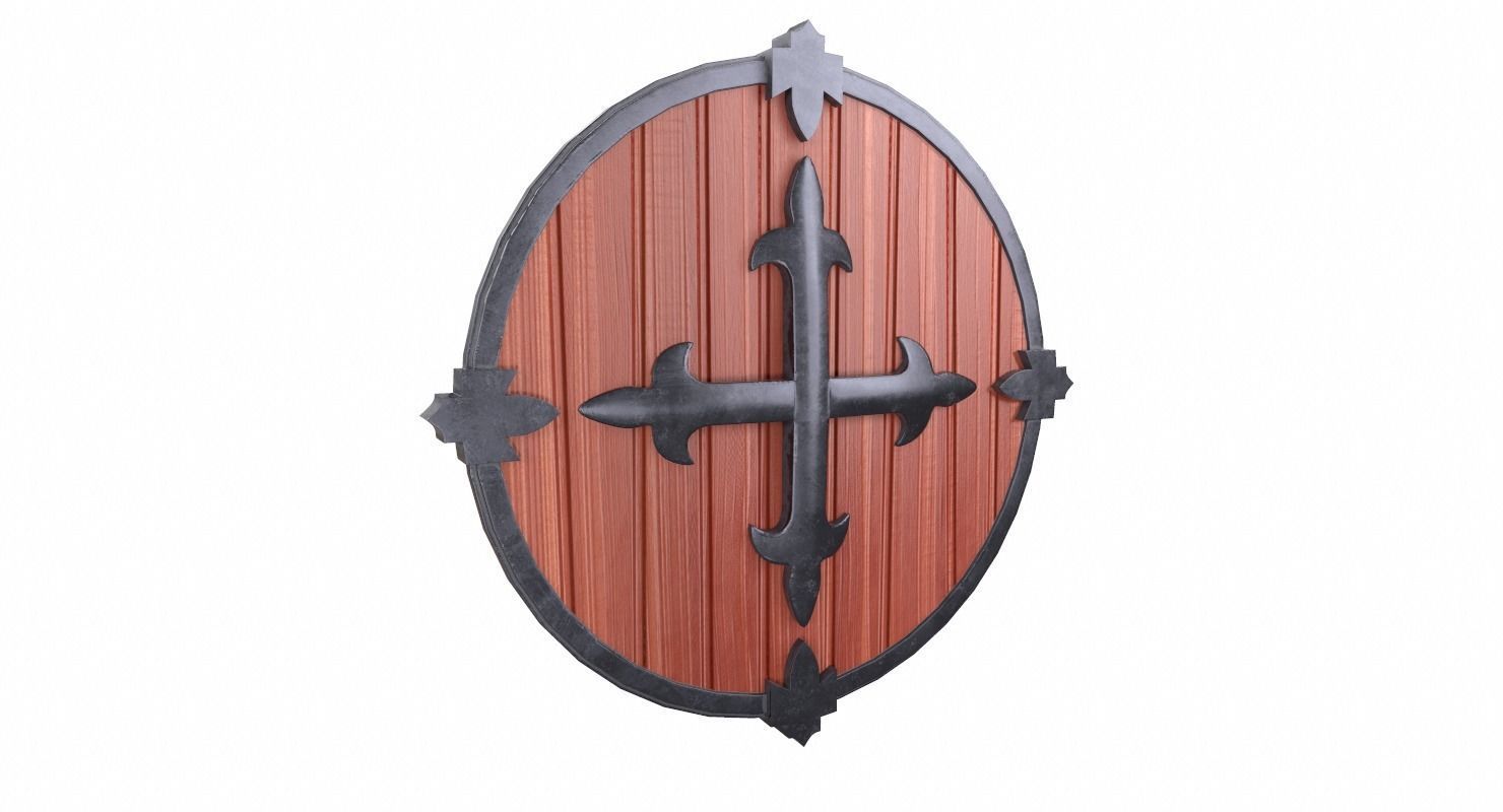 Shield Red Low-poly 3D model_2