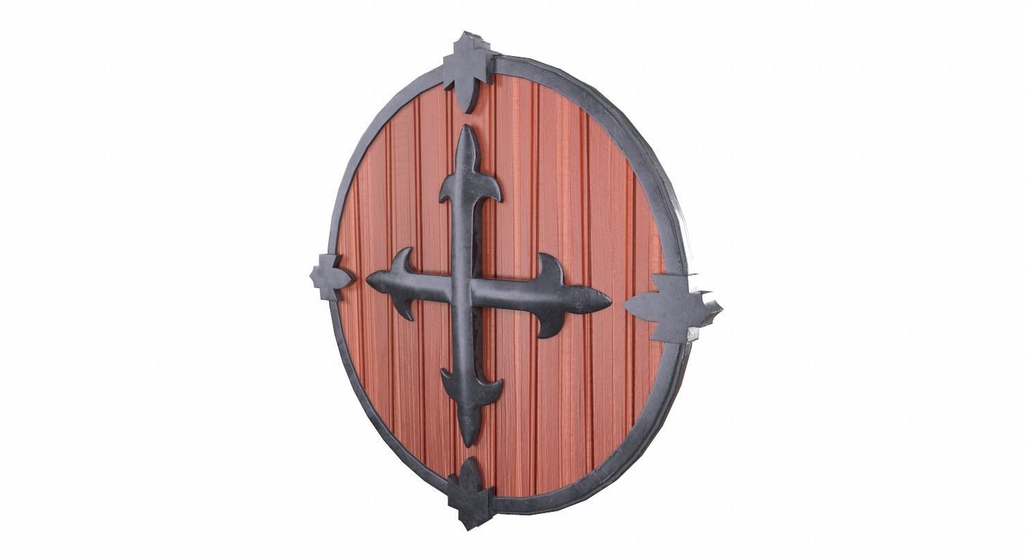 Shield Red Low-poly 3D model_4