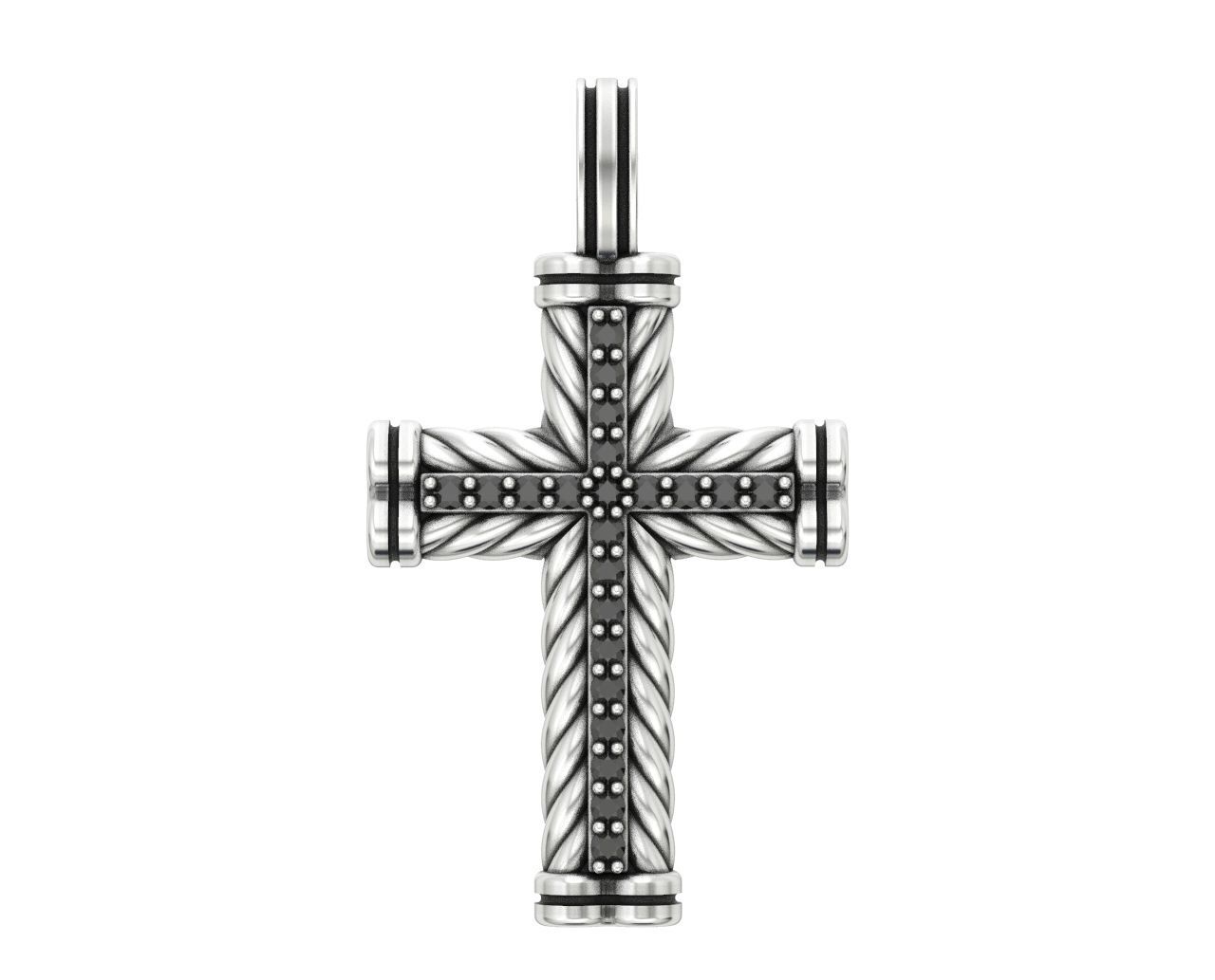 Cross with stones and rope 359 3D print model_4