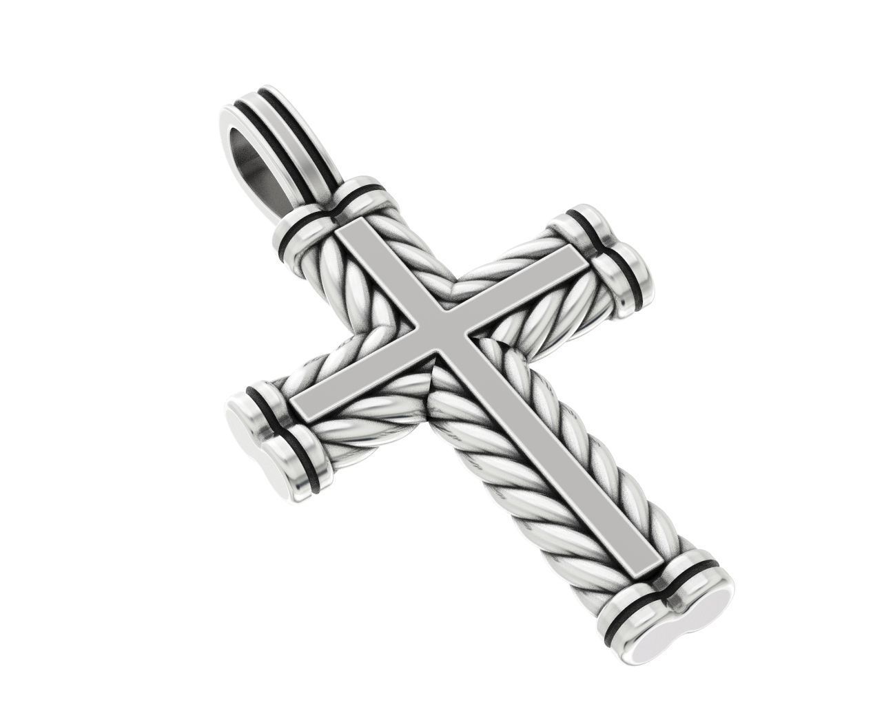 Cross with stones and rope 359 3D print model_10