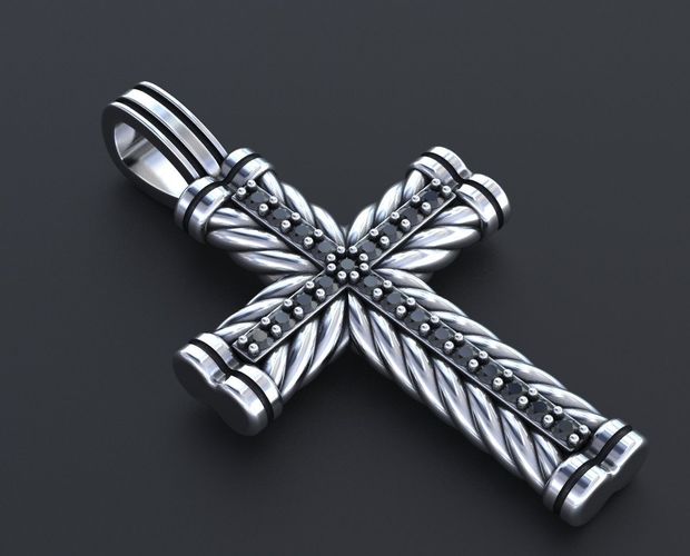 Cross with stones and rope 359 3D print model