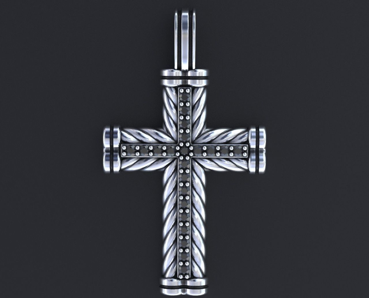 Cross with stones and rope 359 3D print model_6