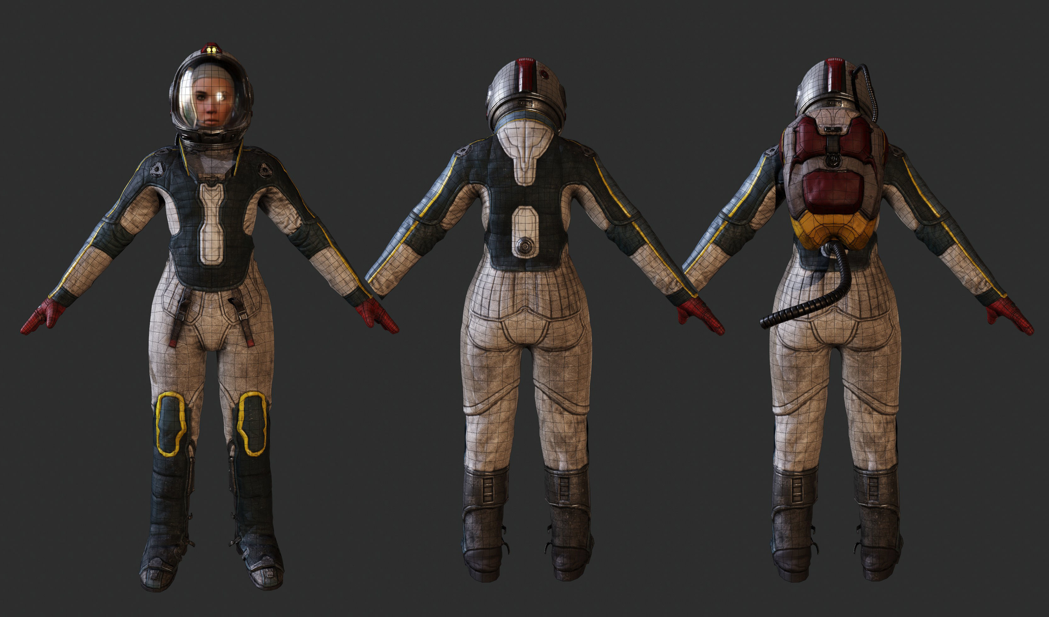 Astronauts - Game Ready man in space suit Low-poly 3D model_13