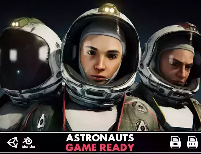Astronauts - Game Ready man in space suit Low-poly 3D model