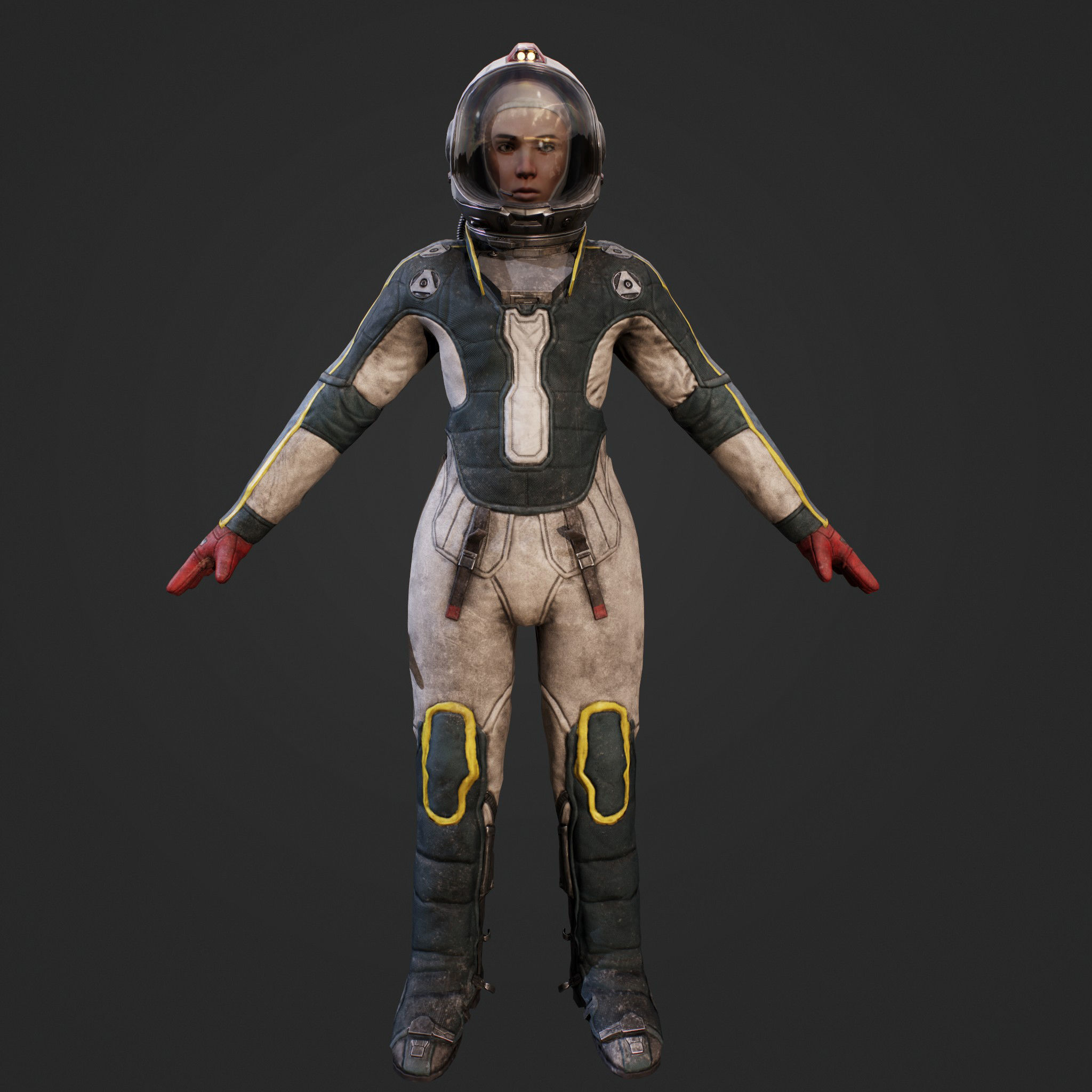 Astronauts - Game Ready man in space suit Low-poly 3D model_8