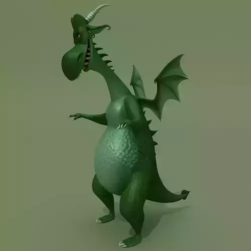Cartoon Dragon Green and Red