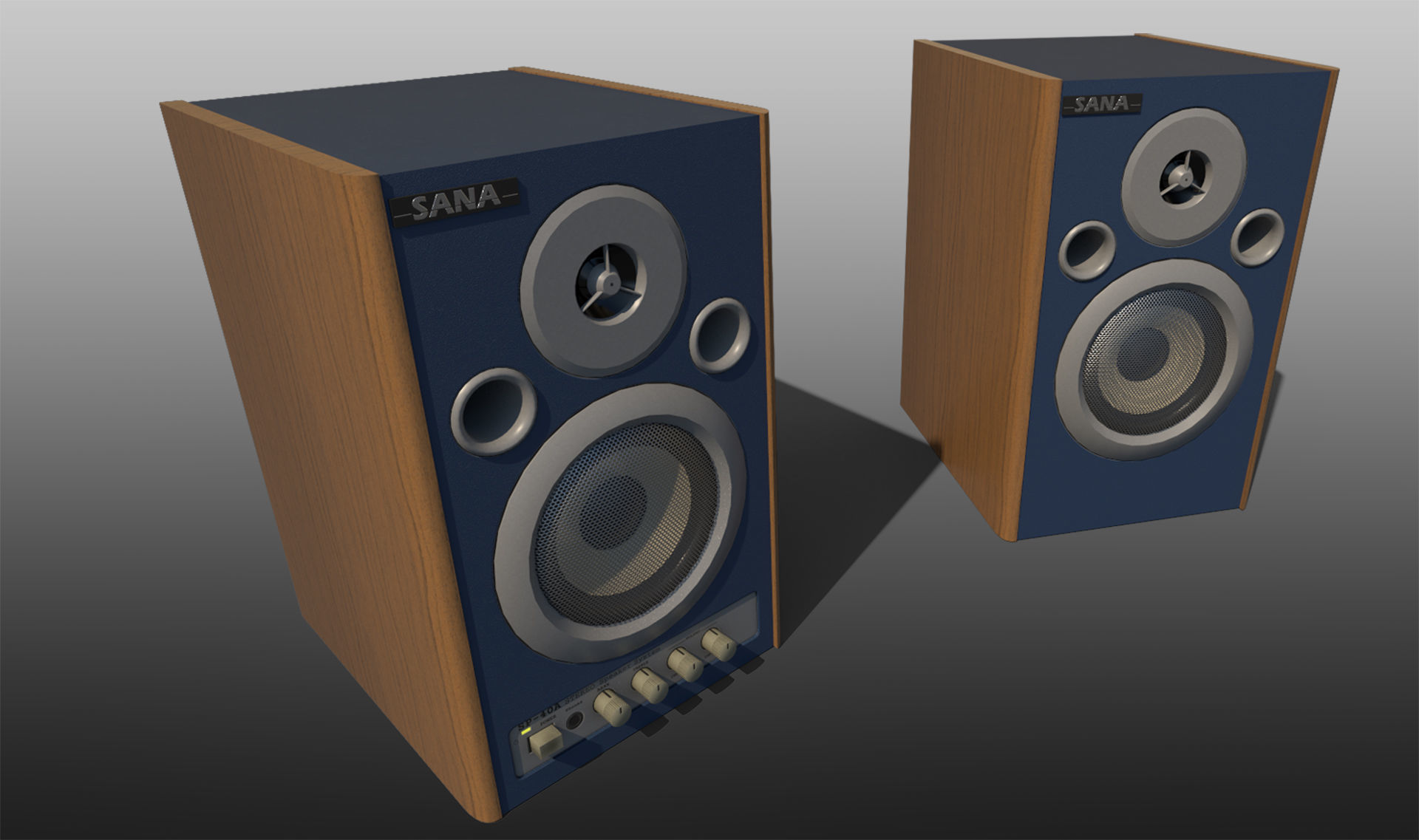 Professional stereo speakers - Game Ready Low-poly 3D model_1