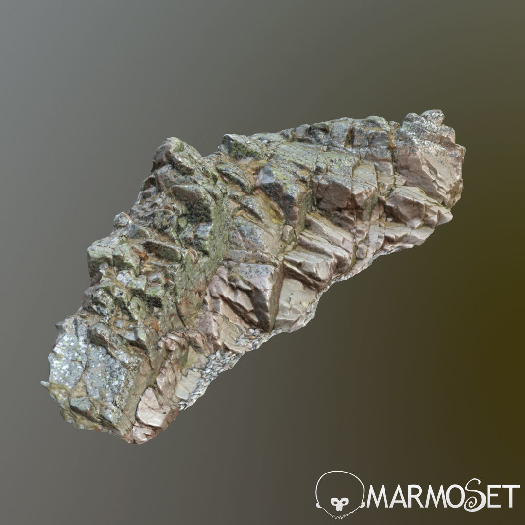 3d scanned rock cliff N2 3D model_3