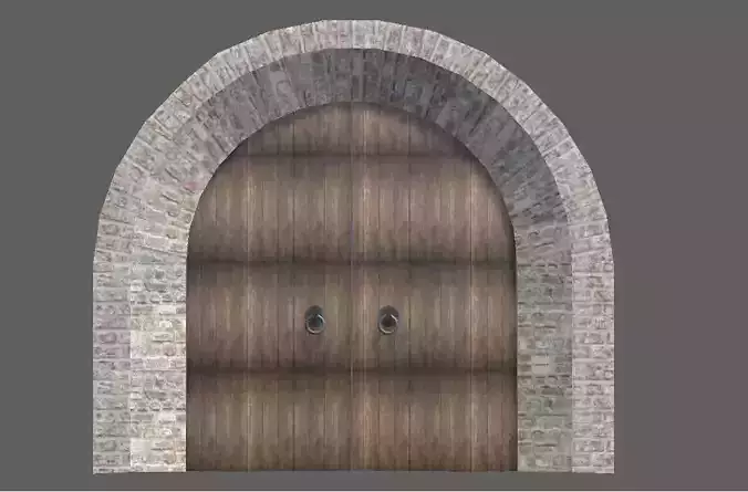 Medieval arch with doors 3D model