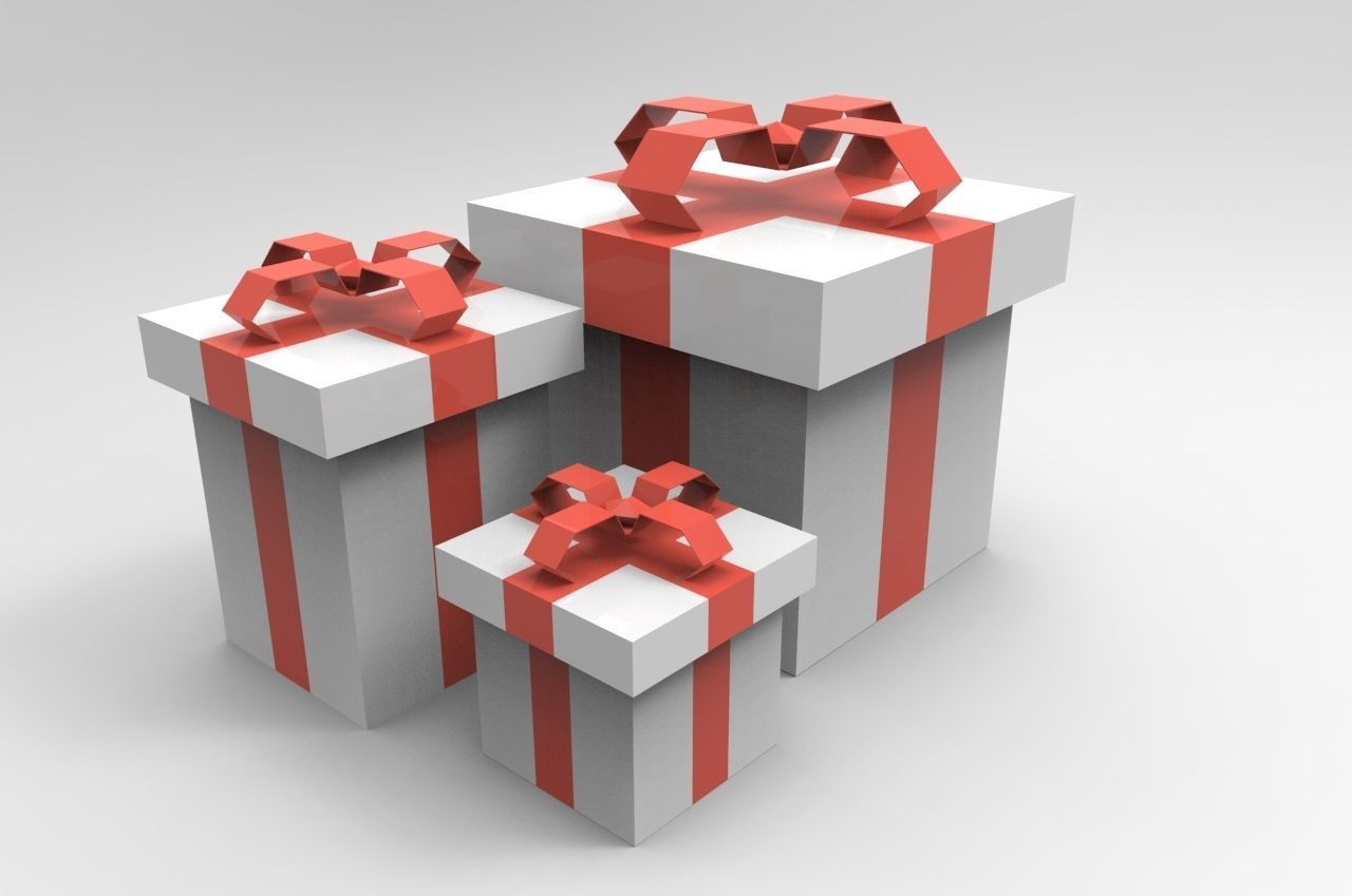 Low poly gifts gift box with ribbon Low-poly 3D model_2