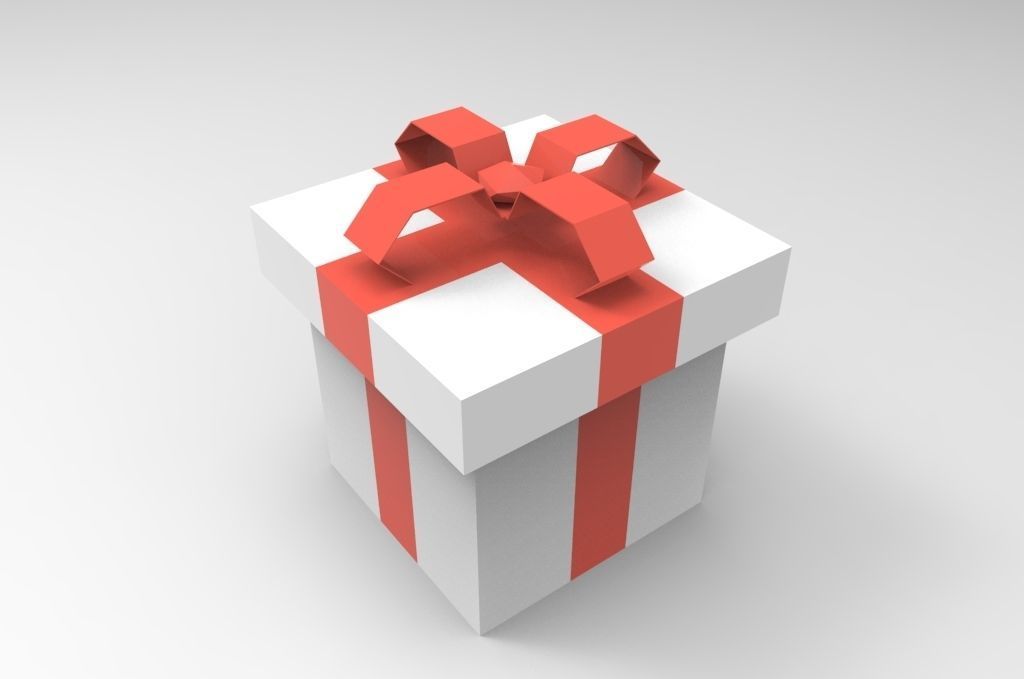 Low poly gifts gift box with ribbon Low-poly 3D model_1