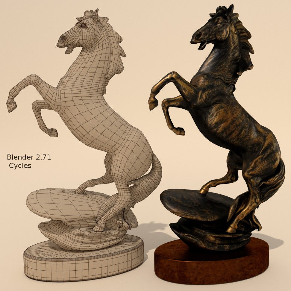 Horse Statuette 2A 3D model_4