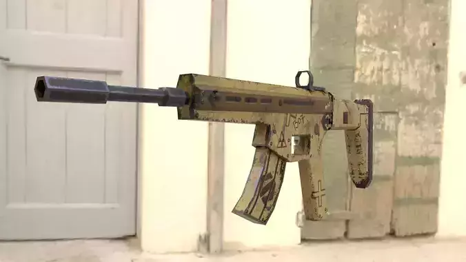LOW POLY SCAR H ak - rifle on wall