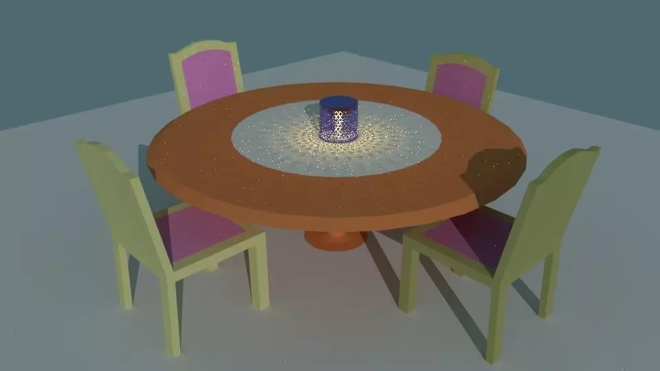 Dining table and chairs Free 3D print model